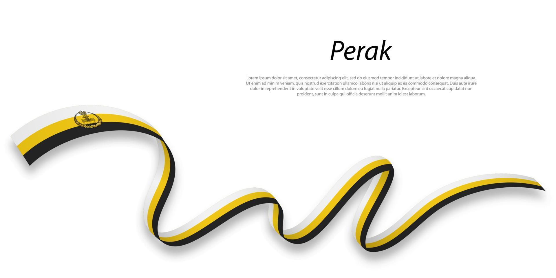 Waving ribbon or stripe with flag of Perak vector