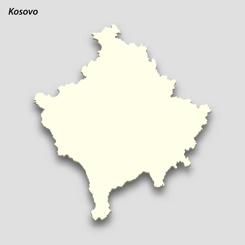 3d isometric map of Kosovo isolated with shadow vector