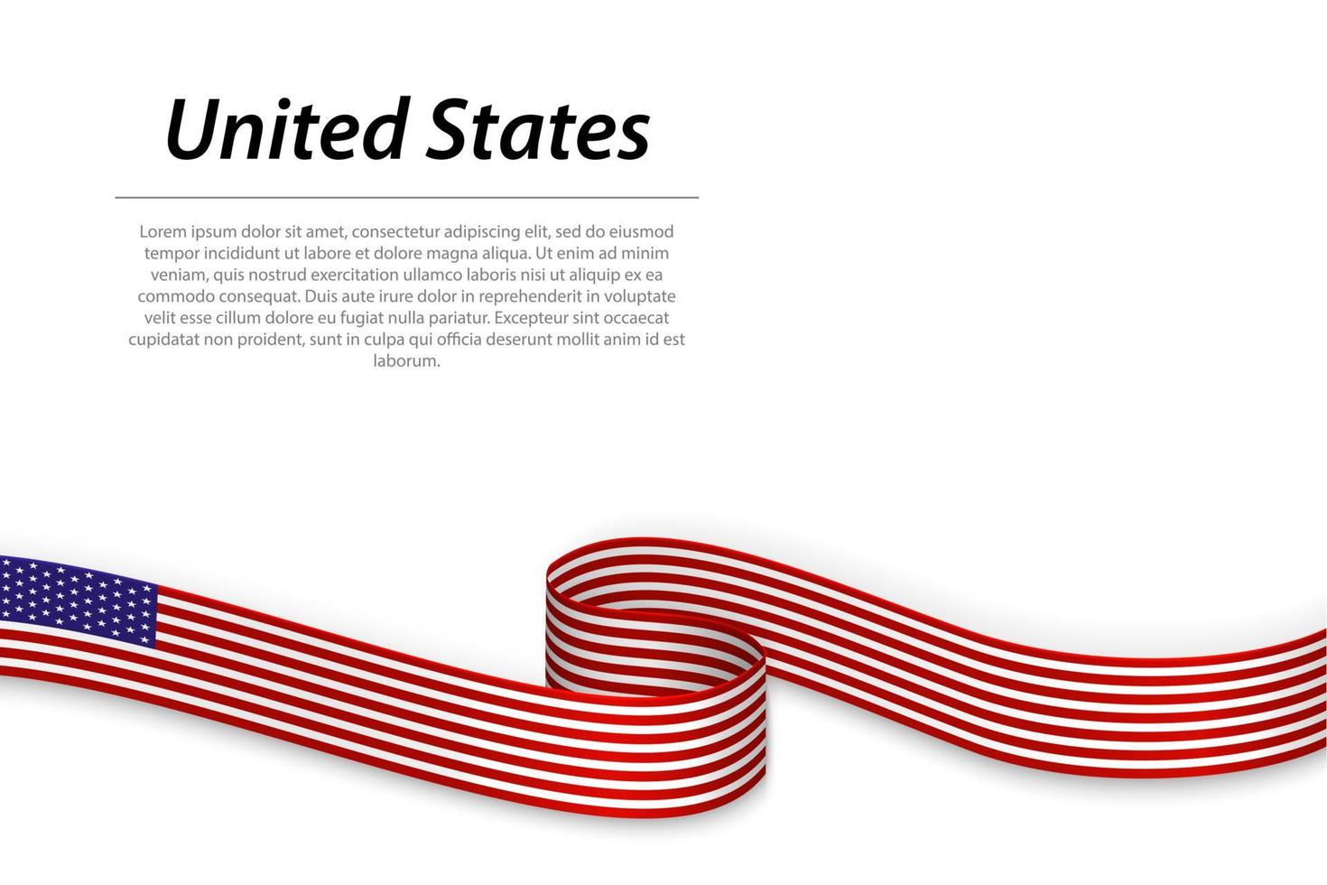 Waving ribbon or banner with flag of United States vector