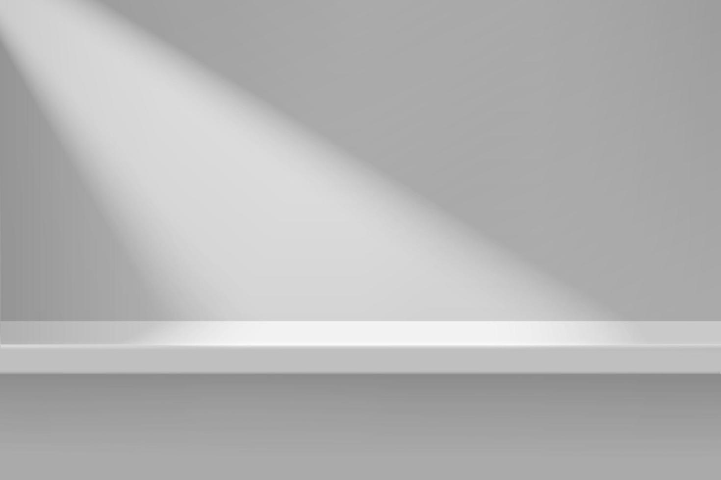 Empty white color shelf with shadow background. vector