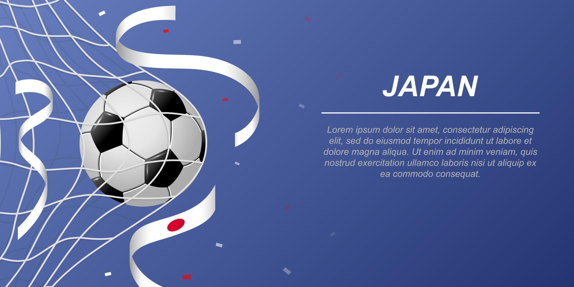 Soccer background with flying ribbons in colors of the flag of Japan vector