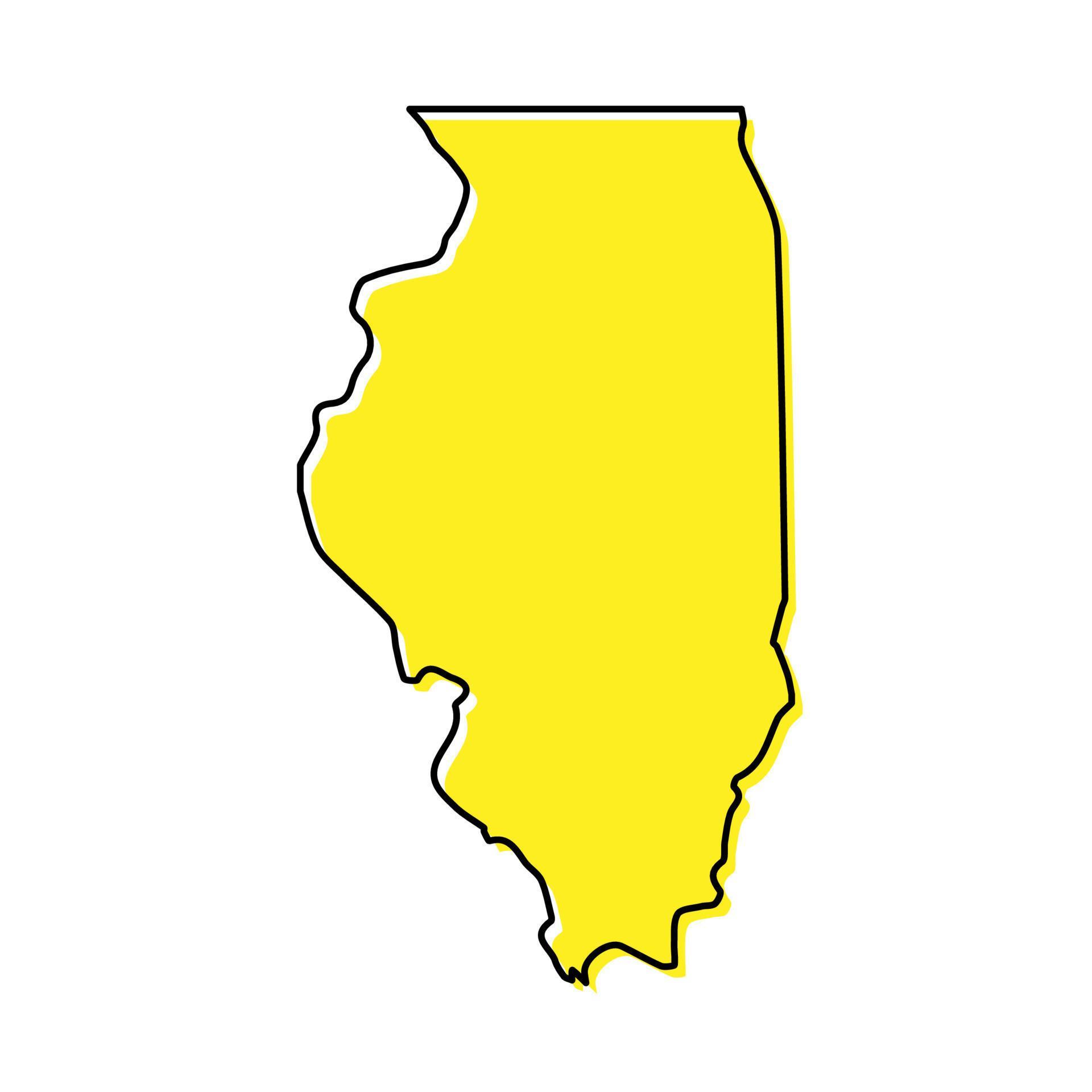 Simple outline map of Illinois is a state of United States. Styl ...
