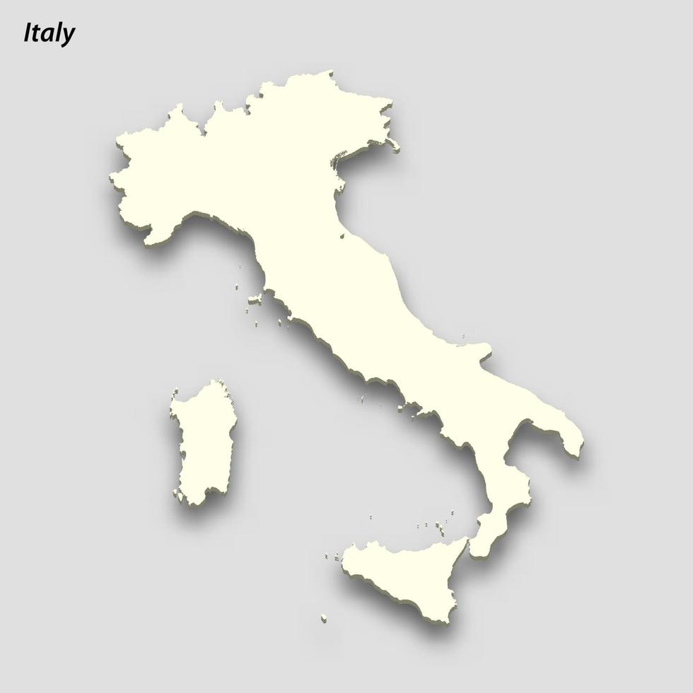 3d isometric map of Italy isolated with shadow vector