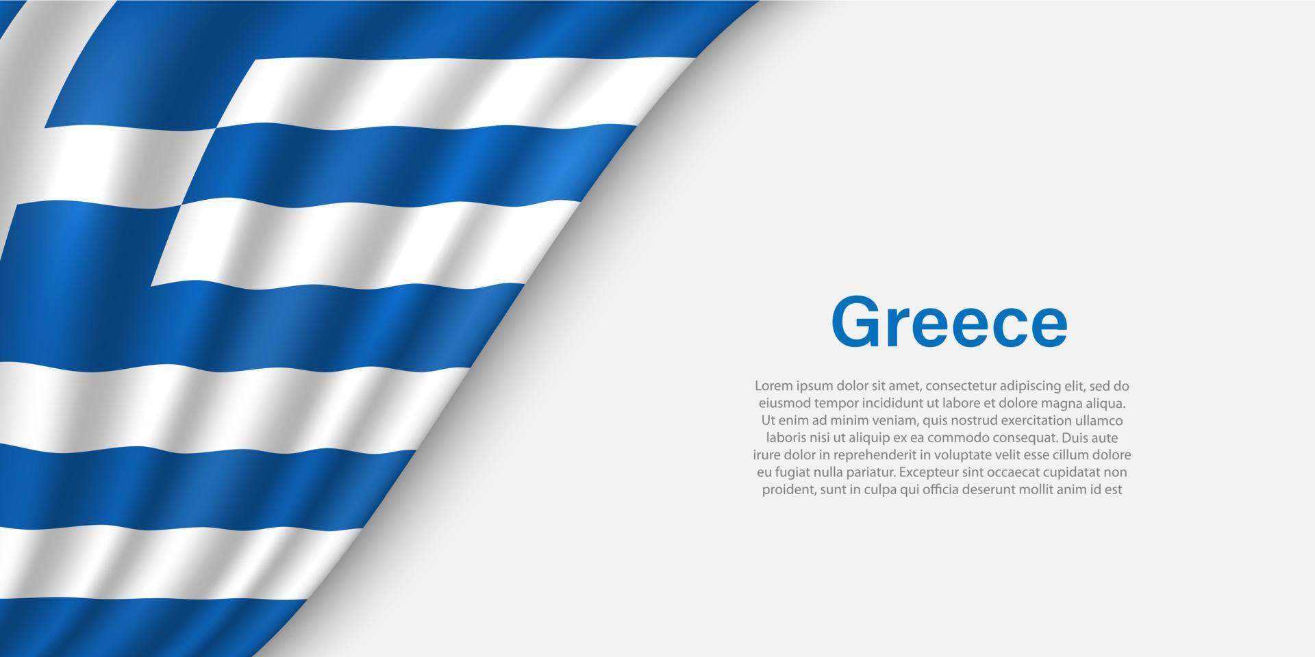 Wave flag of Greece on white background. vector