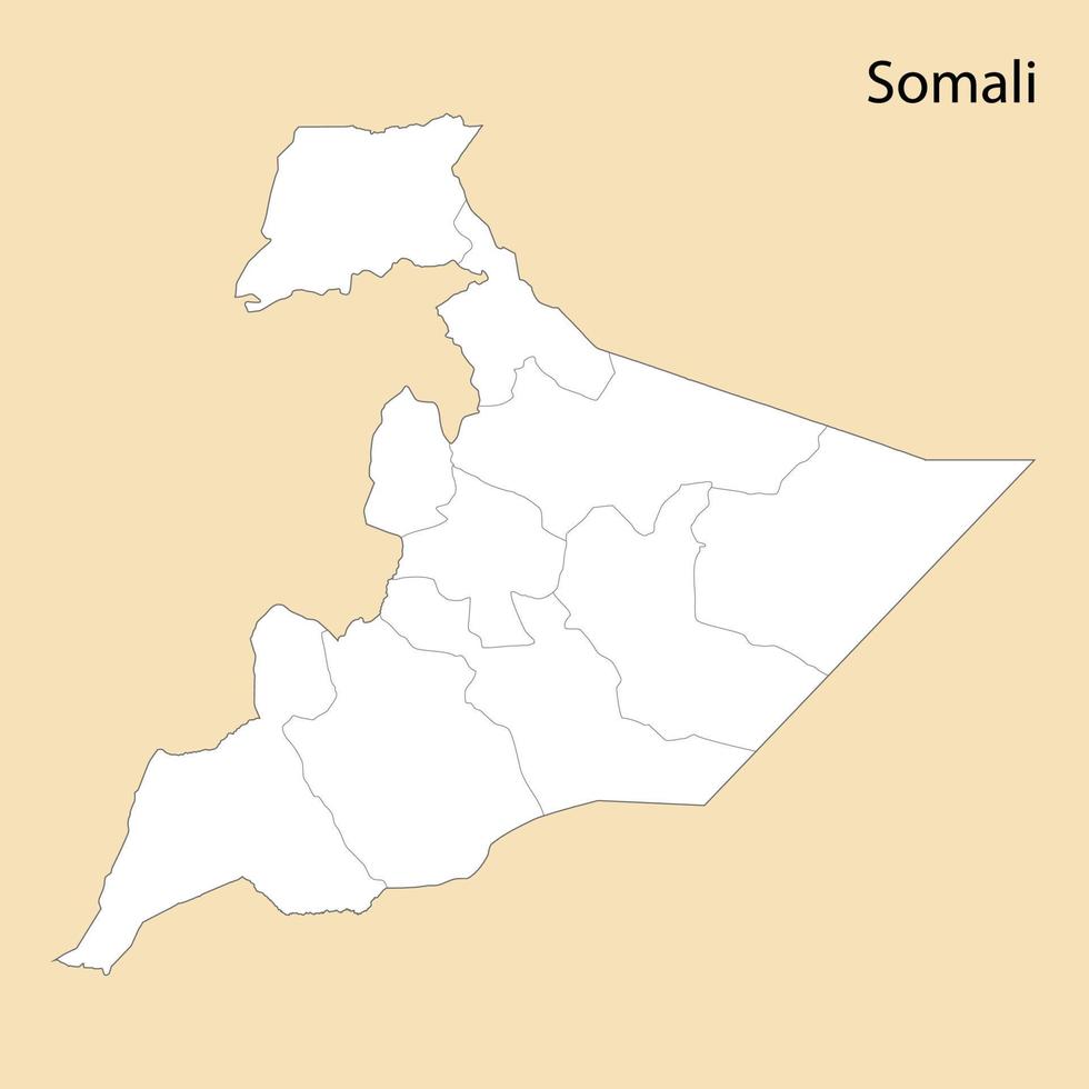 High Quality map of Somali is a region of Ethiopia vector