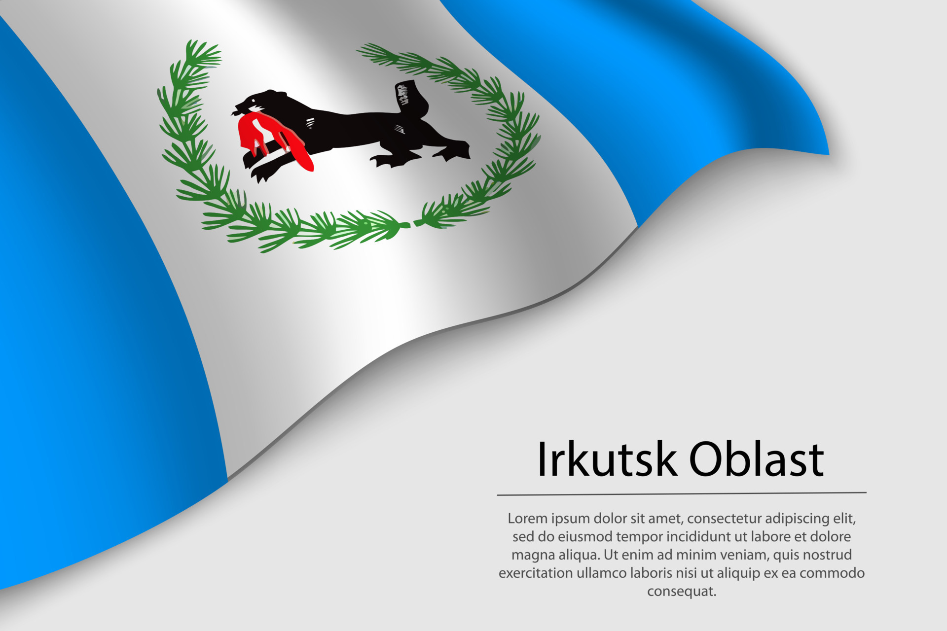 Wave flag of Irkutsk Oblast is a region of Russia 21828478 Vector Art ...