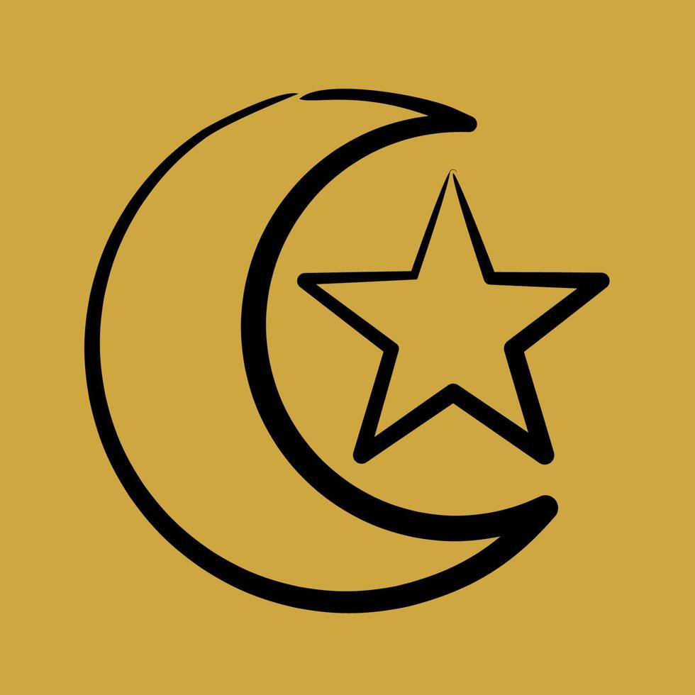 Icon moon and star. Islamic elements of Ramadhan, Eid Al Fitr, Eid Al Adha. Icons in hand drawn style. Good for prints, posters, logo, decoration, greeting card, etc. vector