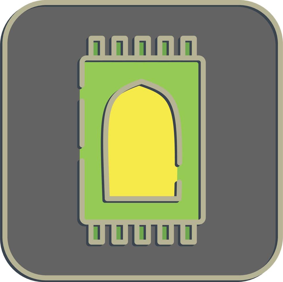 Icon prayer rug. Islamic elements of Ramadhan, Eid Al Fitr, Eid Al Adha. Icons in embossed style. Good for prints, posters, logo, decoration, greeting card, etc. vector