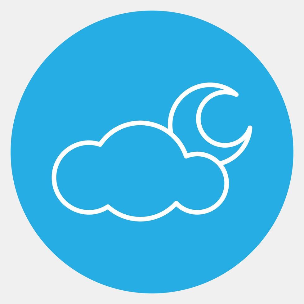 Icon cloudy night. Weather elements symbol. Icons in blue round style. Good for prints, web, smartphone app, posters, infographics, logo, sign, etc. vector