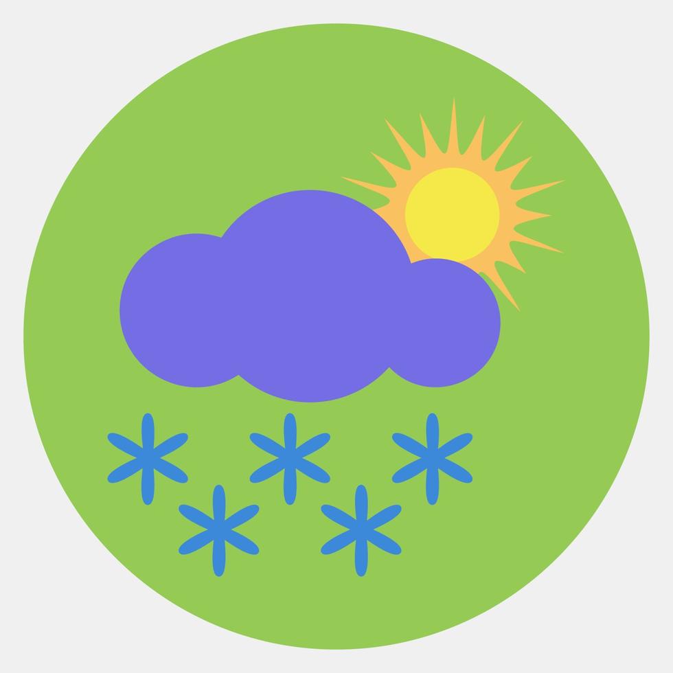 Icon snowing with sun. Weather elements symbol. Icons in color mate style. Good for prints, web, smartphone app, posters, infographics, logo, sign, etc. vector