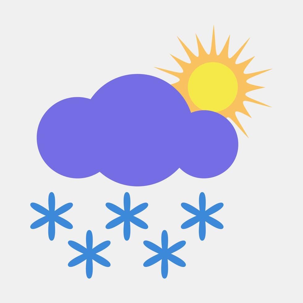 Icon snowing with sun. Weather elements symbol. Icons in flat style. Good for prints, web, smartphone app, posters, infographics, logo, sign, etc. vector