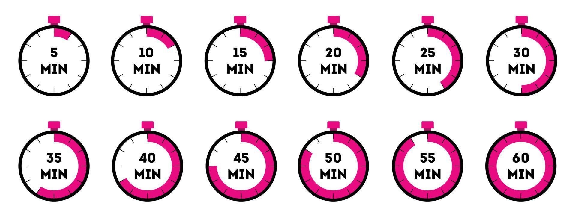 Set clock, alarm, watch, stopwatch vector