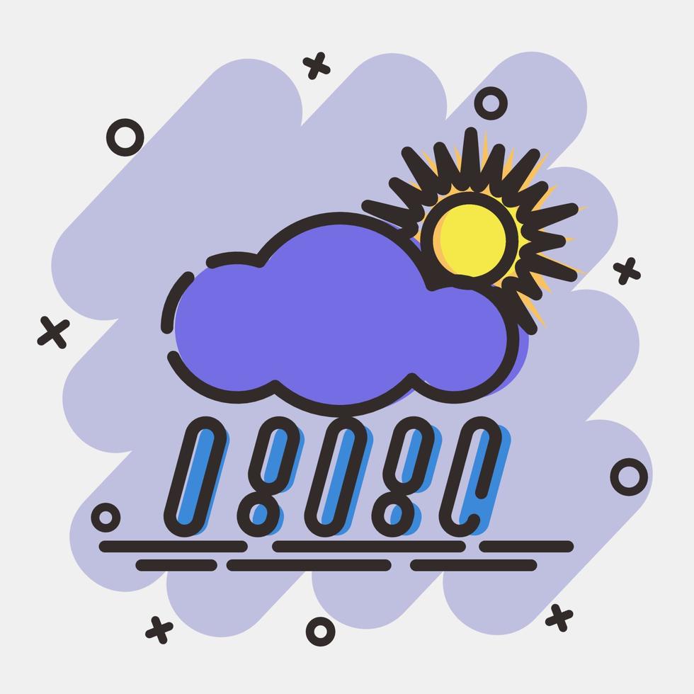 icono lluvia con Dom. clima elementos símbolo. íconos en cómic estilo. bueno para huellas dactilares, web, teléfono inteligente aplicación, carteles, infografía, logo, firmar, etc. vector