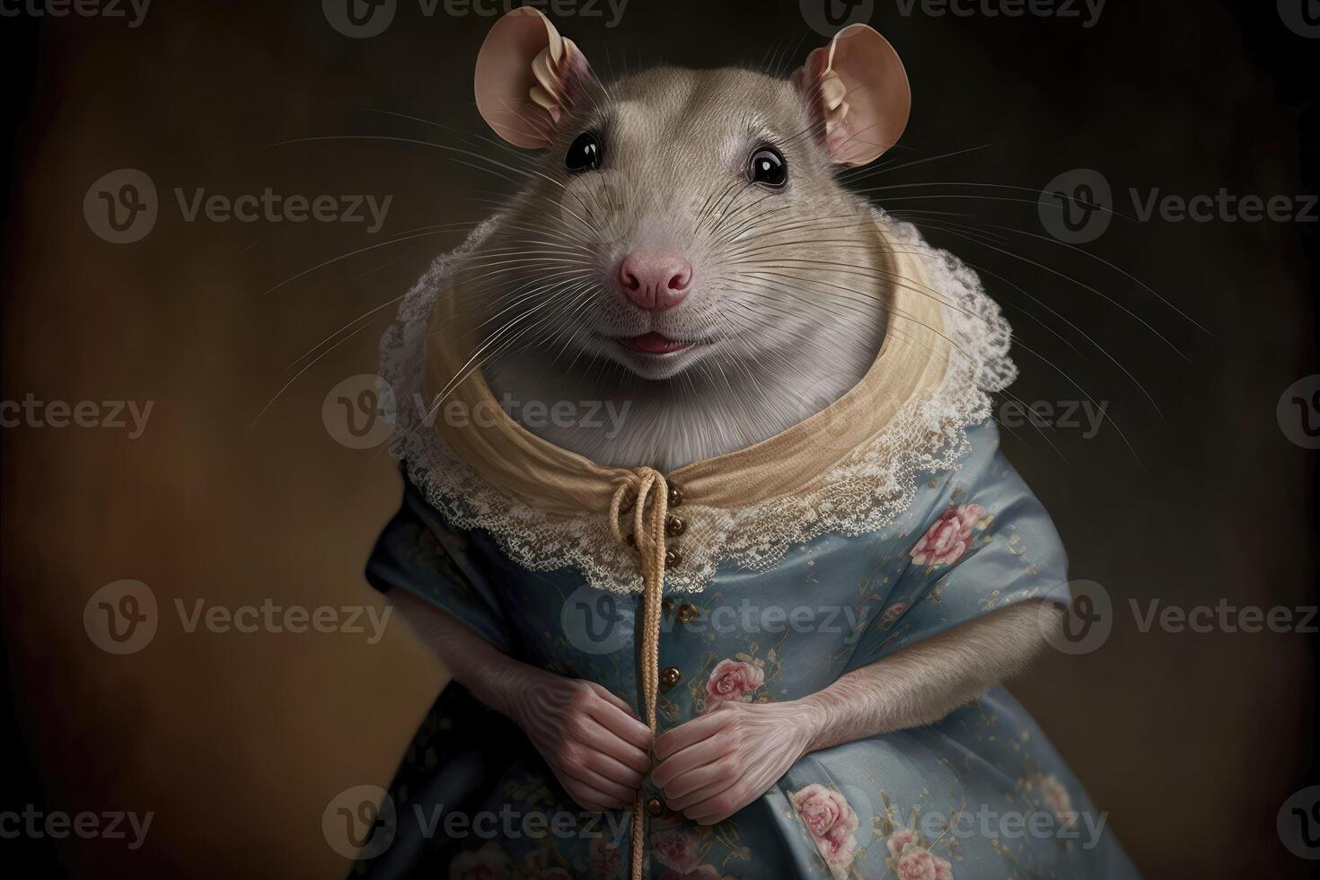 Portrait of rat in a victorian dress. photo