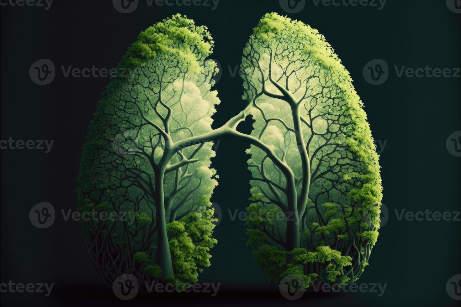 Lung forest abstract green background. Concept of healthy lungs. Fresh and clean lungs without lung pollution. photo