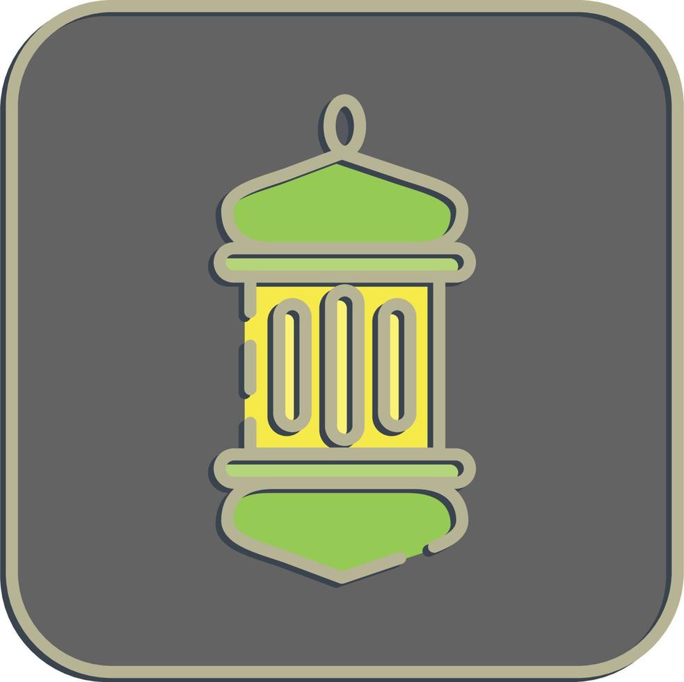 Icon islamic lantern. Islamic elements of Ramadhan, Eid Al Fitr, Eid Al Adha. Icons in embossed style. Good for prints, posters, logo, decoration, greeting card, etc. vector