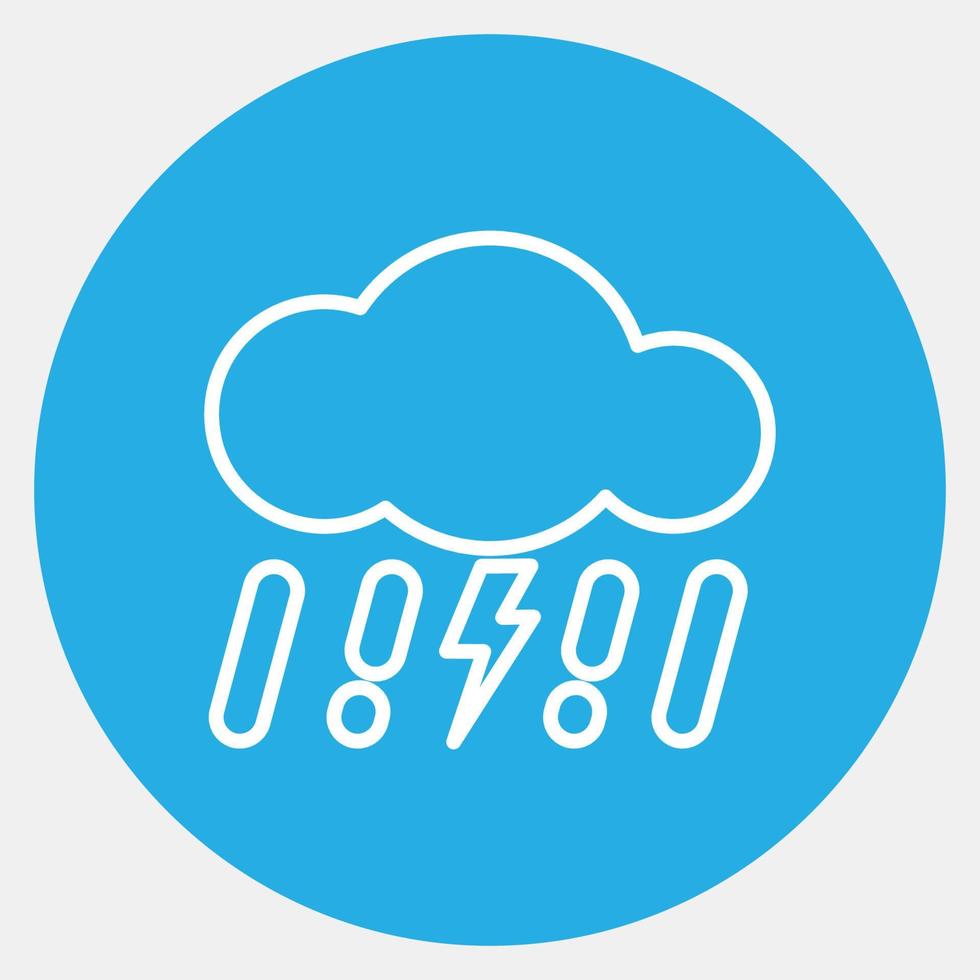 Icon thunder storm. Weather elements symbol. Icons in blue round style. Good for prints, web, smartphone app, posters, infographics, logo, sign, etc. vector