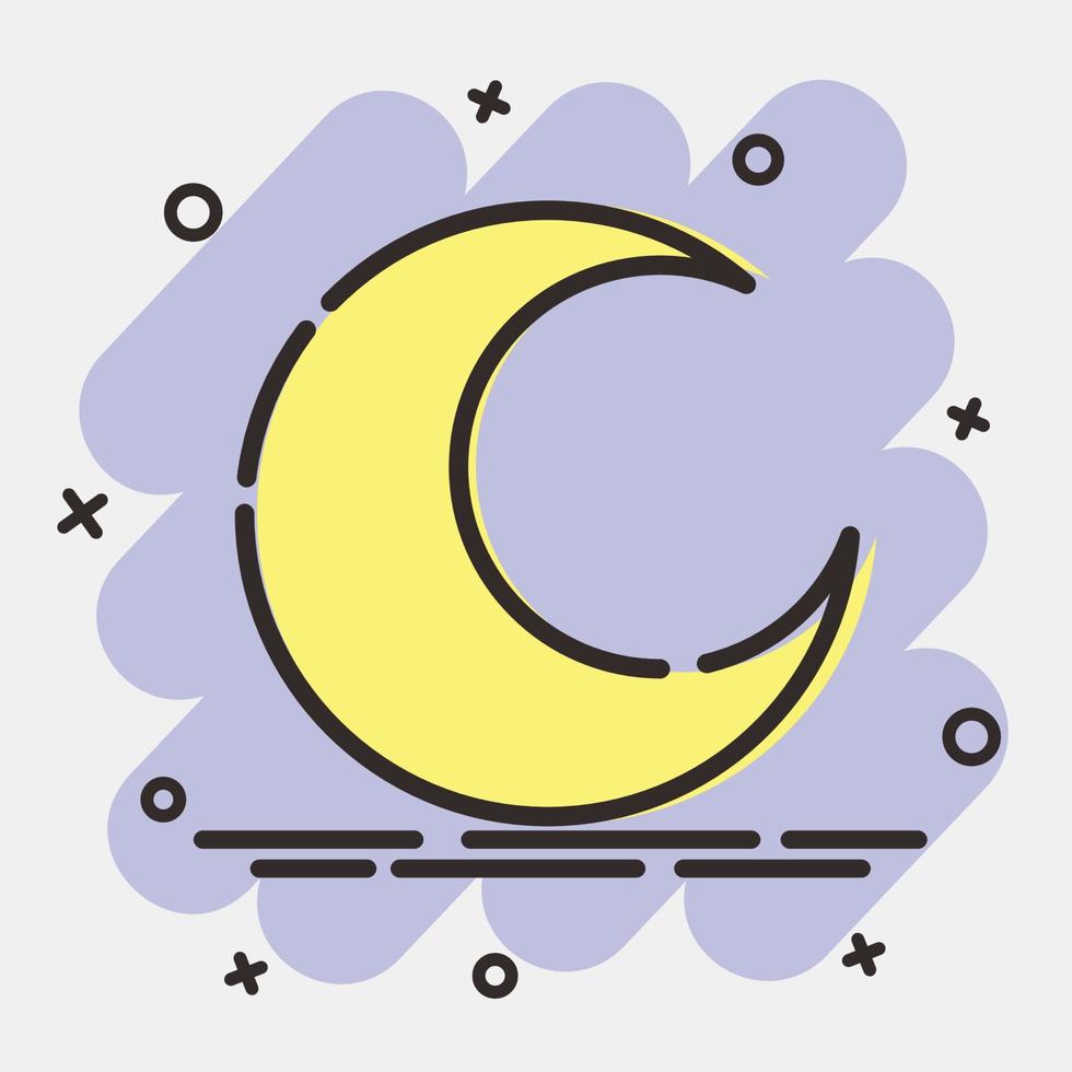 icono claro noche. clima elementos símbolo. íconos en cómic estilo. bueno para huellas dactilares, web, teléfono inteligente aplicación, carteles, infografía, logo, firmar, etc. vector