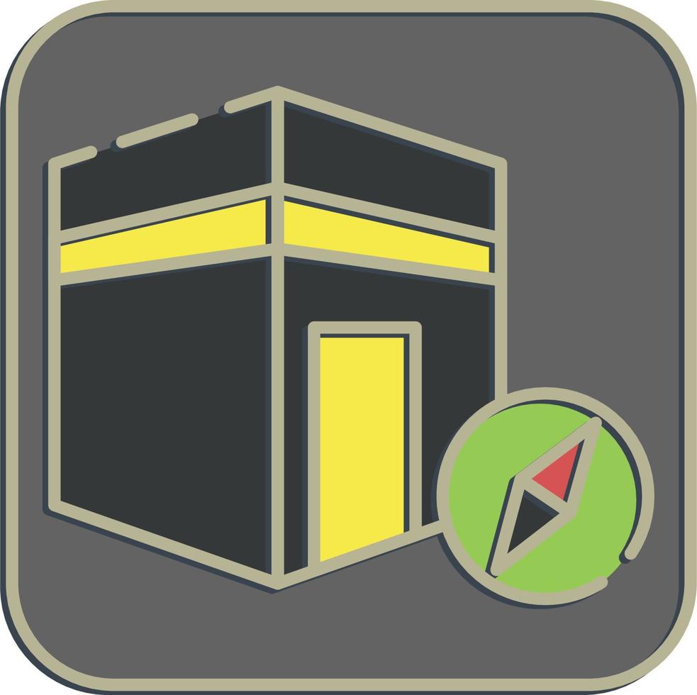 Icon qibla direction. Islamic elements of Ramadhan, Eid Al Fitr, Eid Al Adha. Icons in embossed style. Good for prints, posters, logo, decoration, greeting card, etc. vector