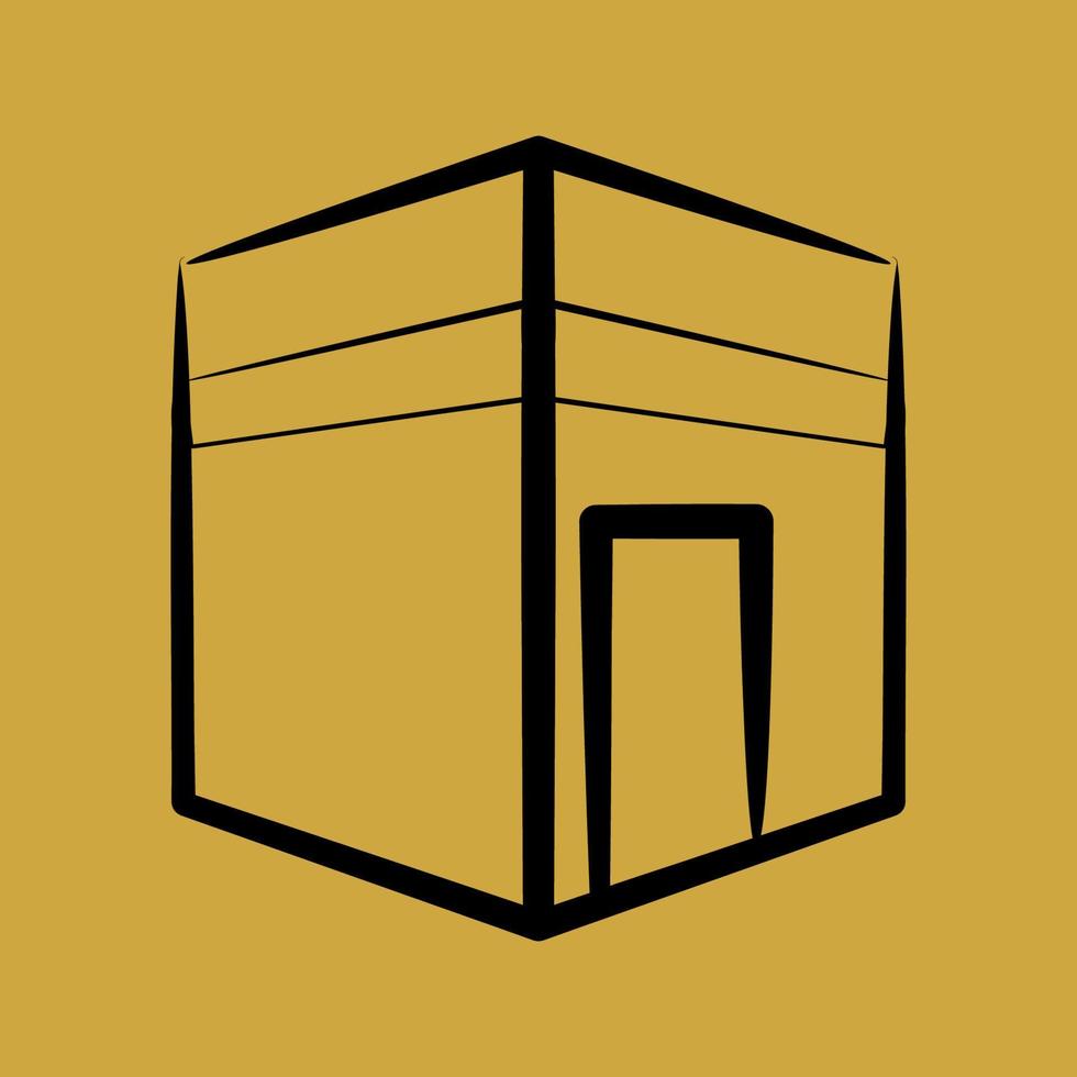 Icon kaaba mecca. Islamic elements of Ramadhan, Eid Al Fitr, Eid Al Adha. Icons in hand drawn style. Good for prints, posters, logo, decoration, greeting card, etc. vector