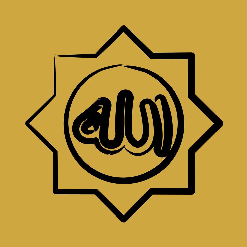 Icon Allah word. Islamic elements of Ramadhan, Eid Al Fitr, Eid Al Adha. Icons in hand drawn style. Good for prints, posters, logo, decoration, greeting card, etc. vector