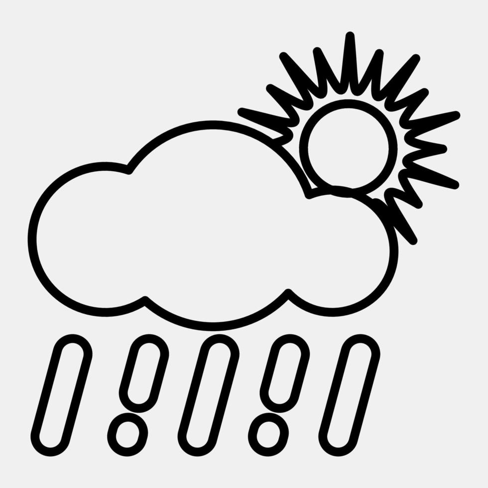 Icon rain with sun. Weather elements symbol. Icons in line style. Good for prints, web, smartphone app, posters, infographics, logo, sign, etc. vector