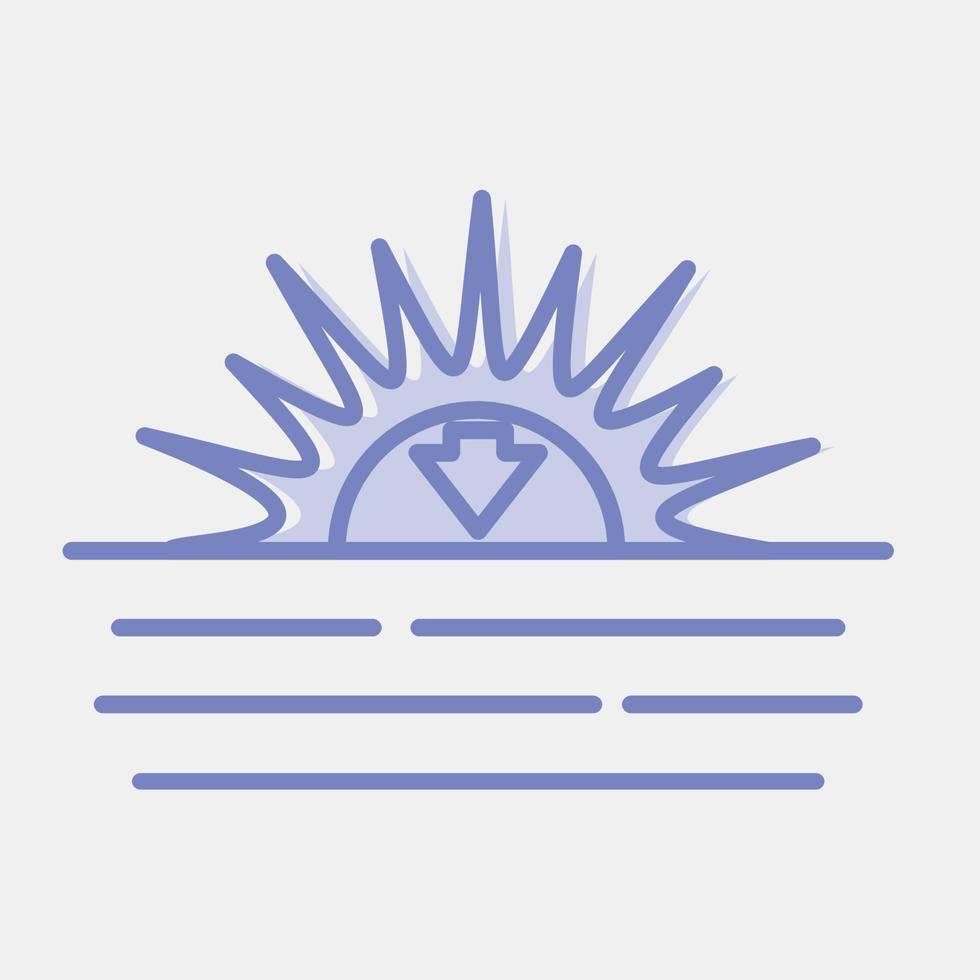 Icon sunset. Weather elements symbol. Icons in two tone style. Good for prints, web, smartphone app, posters, infographics, logo, sign, etc. vector