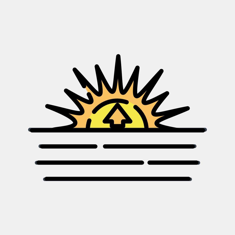 Icon sunrise. Weather elements symbol. Icons in filled line style. Good for prints, web, smartphone app, posters, infographics, logo, sign, etc. vector