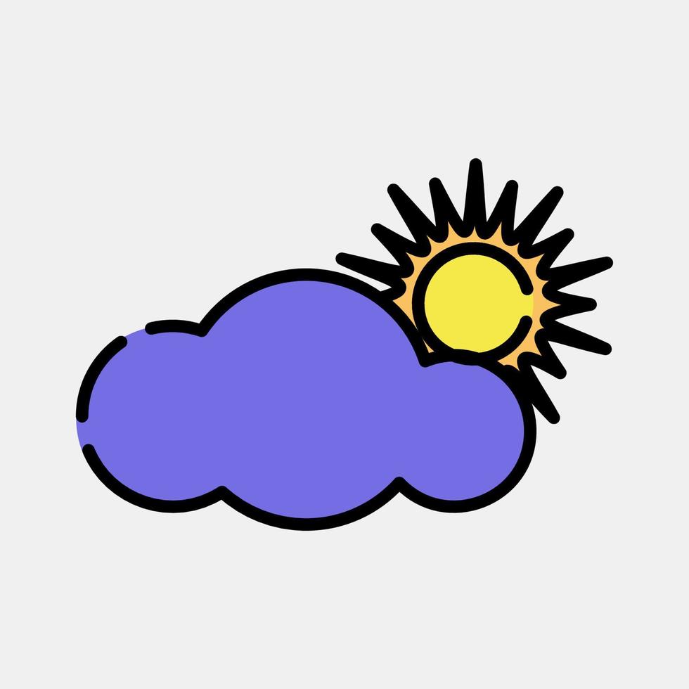 Icon partly cloudy. Weather elements symbol. Icons in filled line style. Good for prints, web, smartphone app, posters, infographics, logo, sign, etc. vector