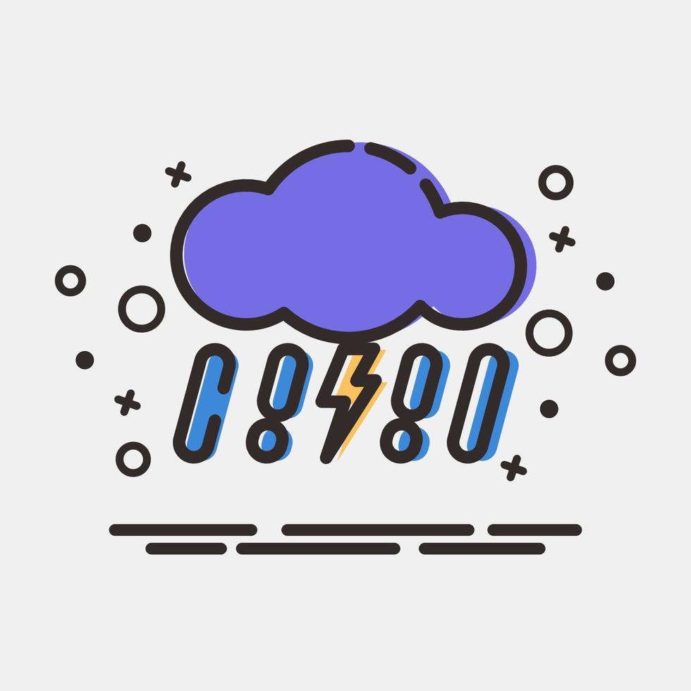 Icon thunder storm. Weather elements symbol. Icons in MBE style. Good for prints, web, smartphone app, posters, infographics, logo, sign, etc. vector