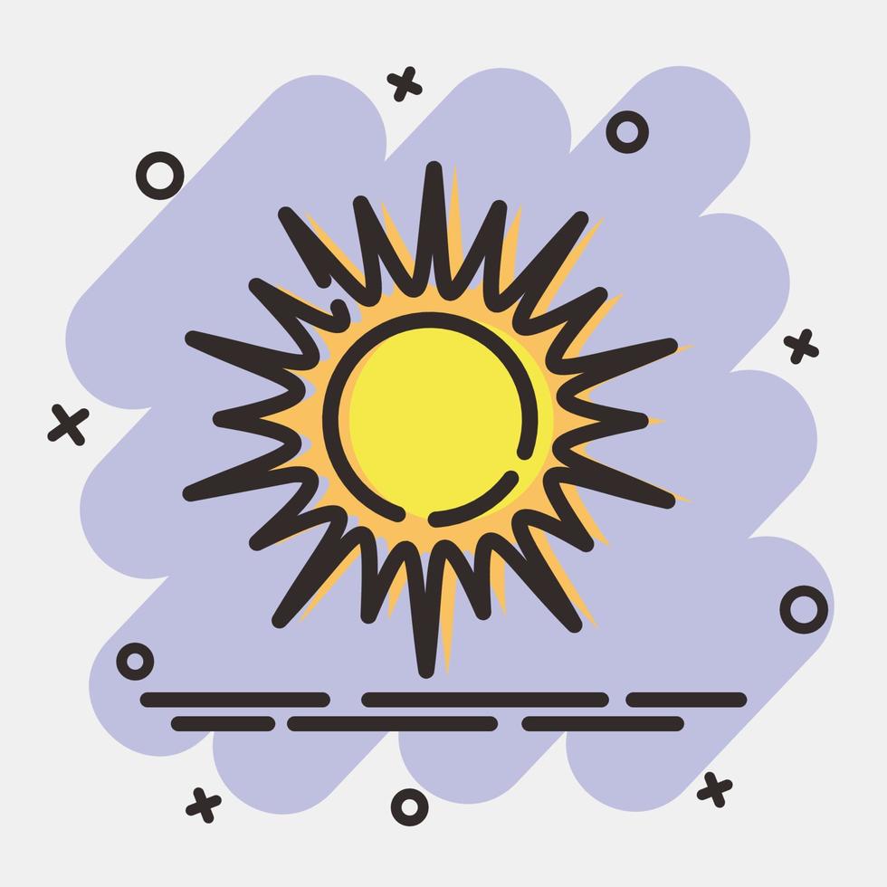 Icon sunny. Weather elements symbol. Icons in comic style. Good for prints, web, smartphone app, posters, infographics, logo, sign, etc. vector