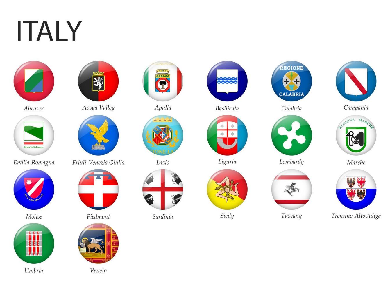 all Flags of regions of Italy. template for your design vector