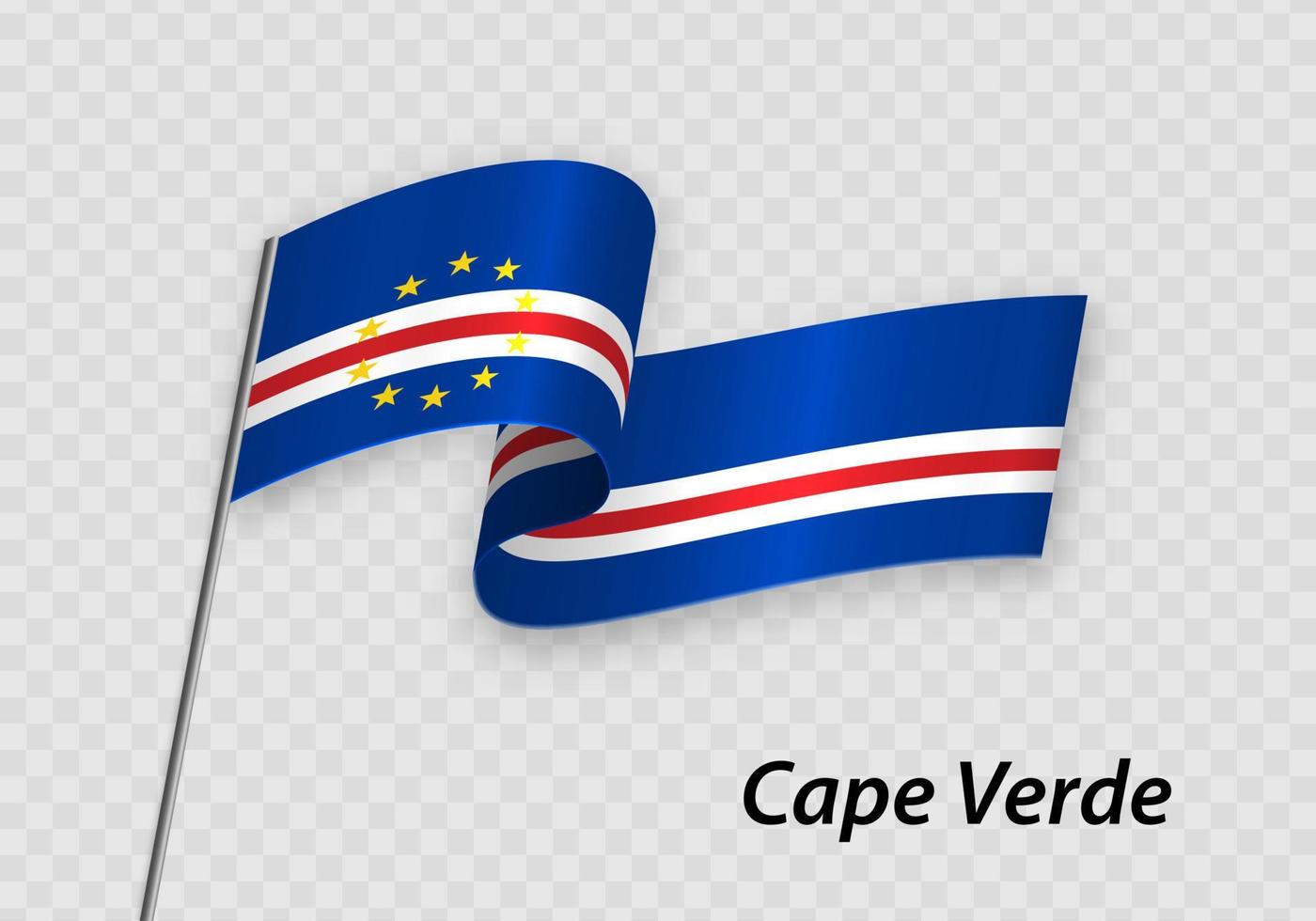 Waving flag of Cape Verde on flagpole. Template for independence day vector