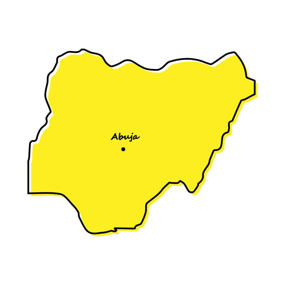 Simple outline map of Nigeria with capital location vector