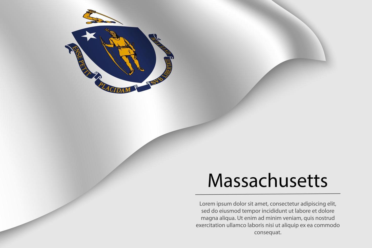Wave flag of Massachusetts is a state of United States. vector