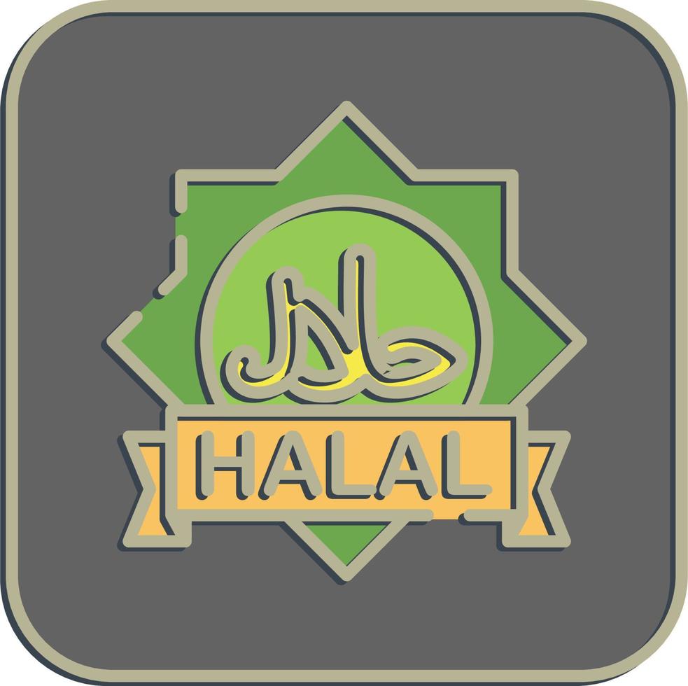 icono halal. islámico elementos de Ramadán, eid Alabama fitr, eid Alabama adha. íconos en en relieve estilo. bueno para huellas dactilares, carteles, logo, decoración, saludo tarjeta, etc. vector