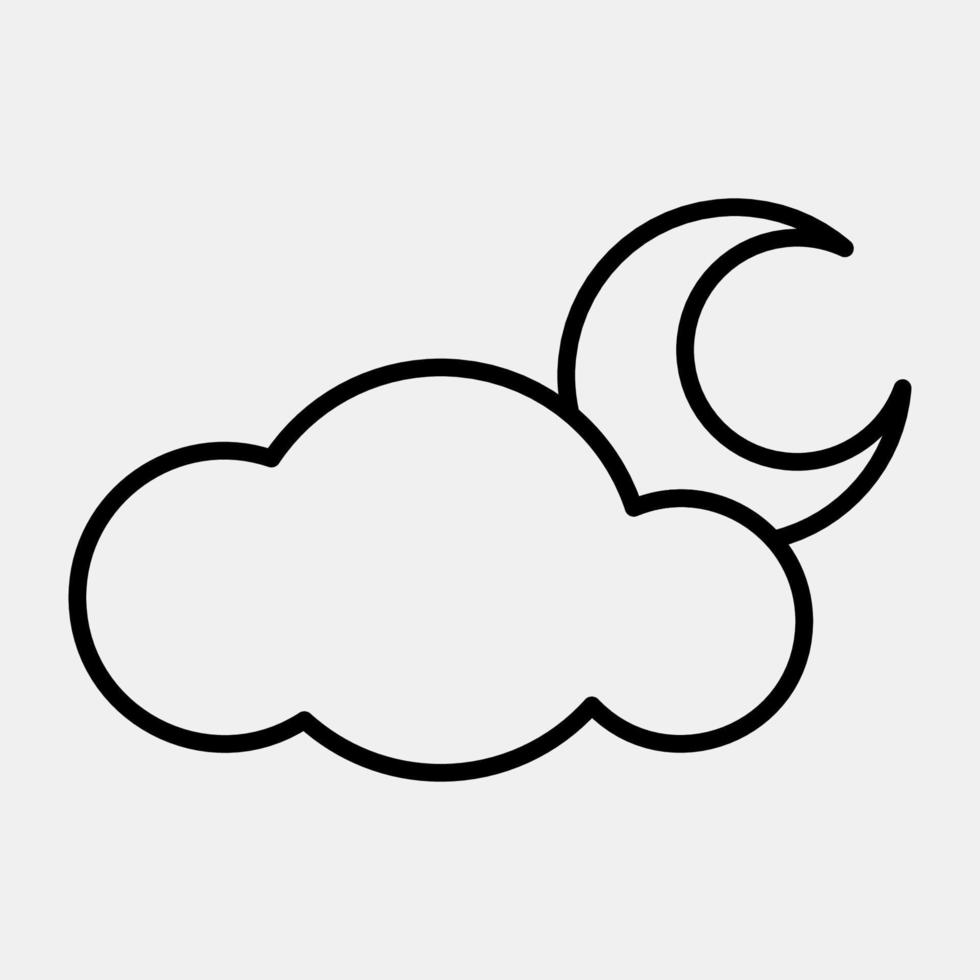 Icon cloudy night. Weather elements symbol. Icons in line style. Good for prints, web, smartphone app, posters, infographics, logo, sign, etc. vector