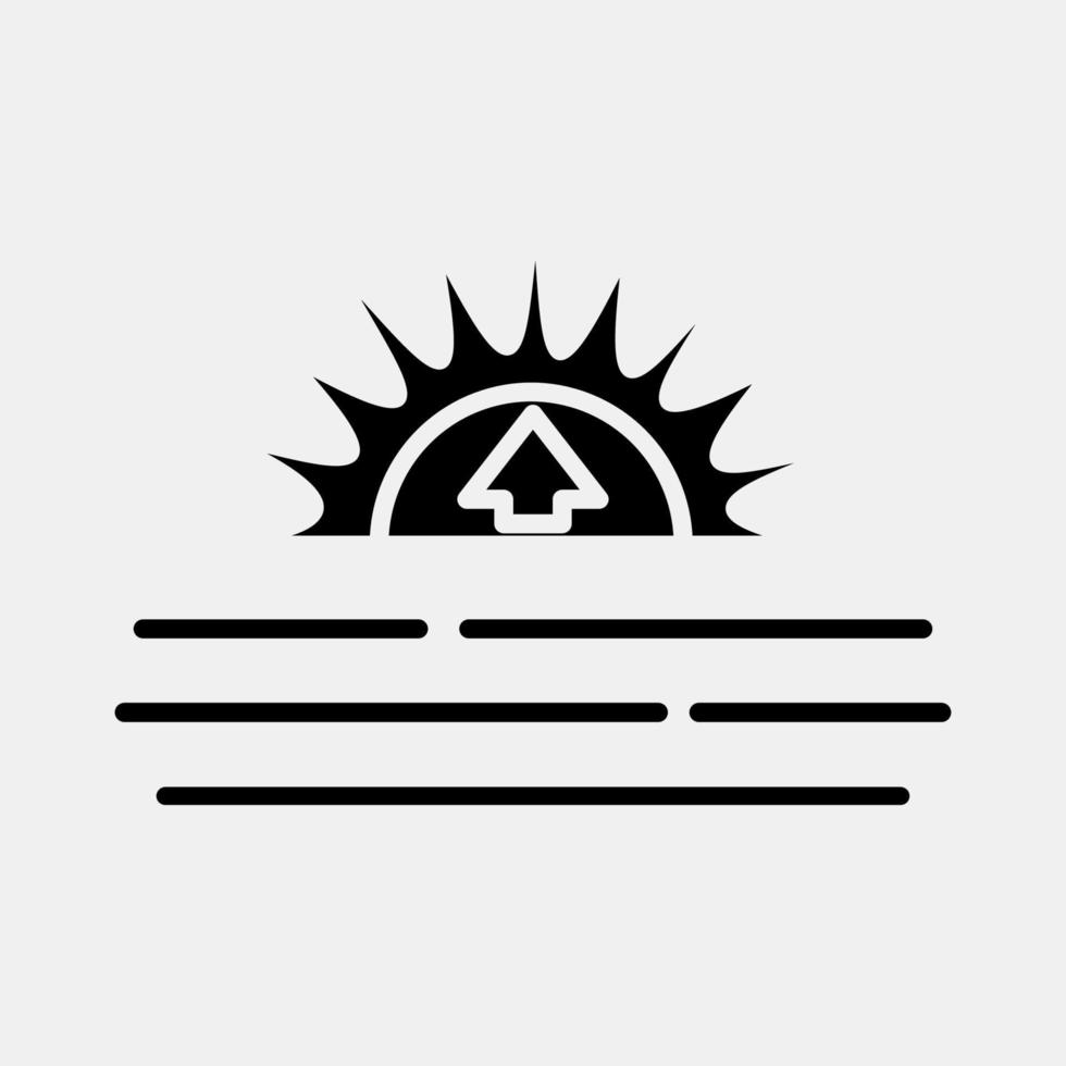 Icon sunrise. Weather elements symbol. Icons in glyph style. Good for prints, web, smartphone app, posters, infographics, logo, sign, etc. vector