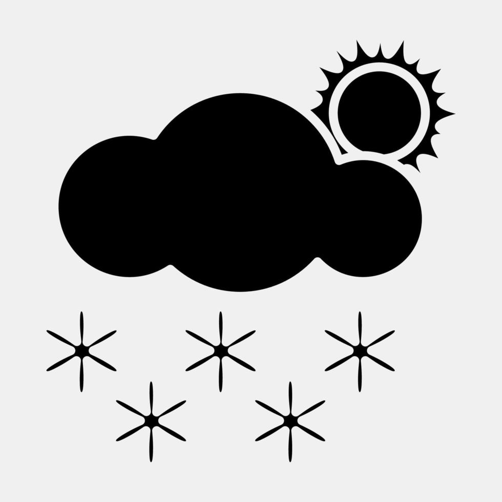 Icon snowing with sun. Weather elements symbol. Icons in glyph style. Good for prints, web, smartphone app, posters, infographics, logo, sign, etc. vector
