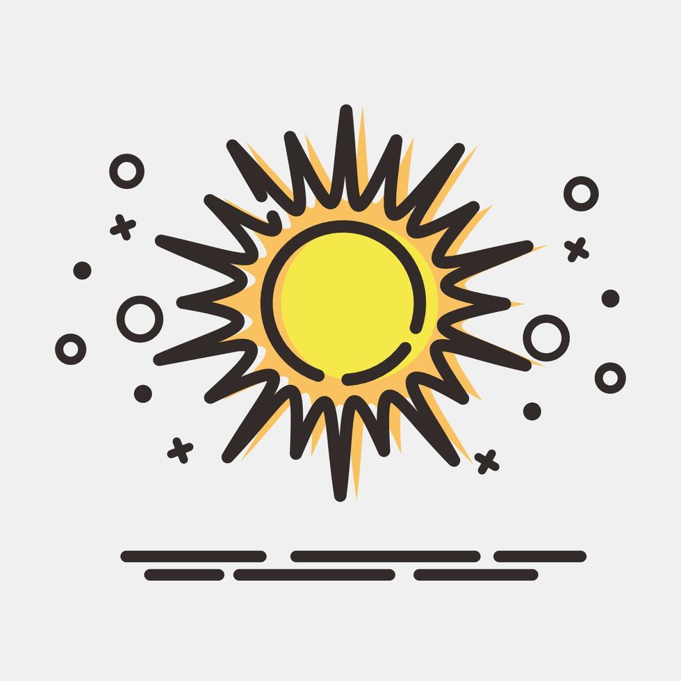 Icon sunny. Weather elements symbol. Icons in MBE style. Good for prints, web, smartphone app, posters, infographics, logo, sign, etc. vector
