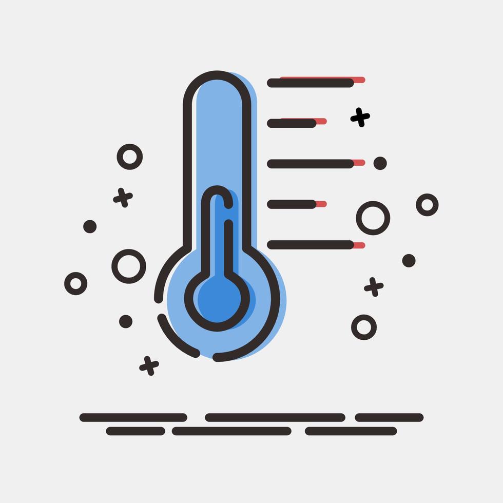 icono temperatura. clima elementos símbolo. íconos en mbe estilo. bueno para huellas dactilares, web, teléfono inteligente aplicación, carteles, infografía, logo, firmar, etc. vector