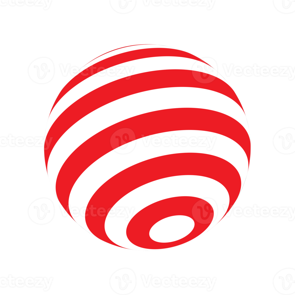 plastic ball with red and white stripes png