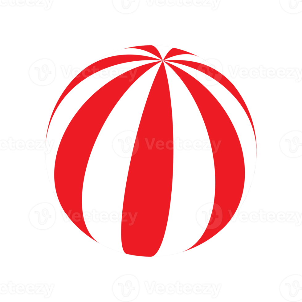 plastic ball with red and white stripes png