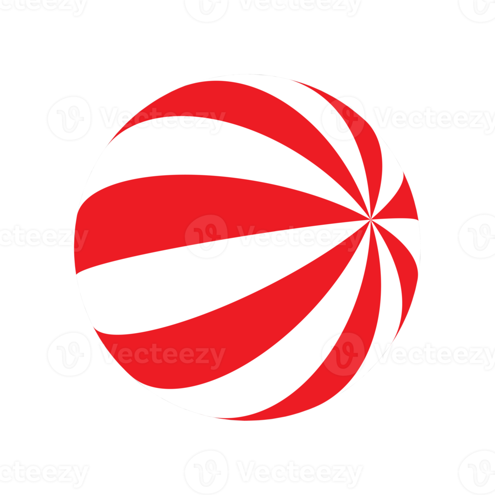 plastic ball with red and white stripes png