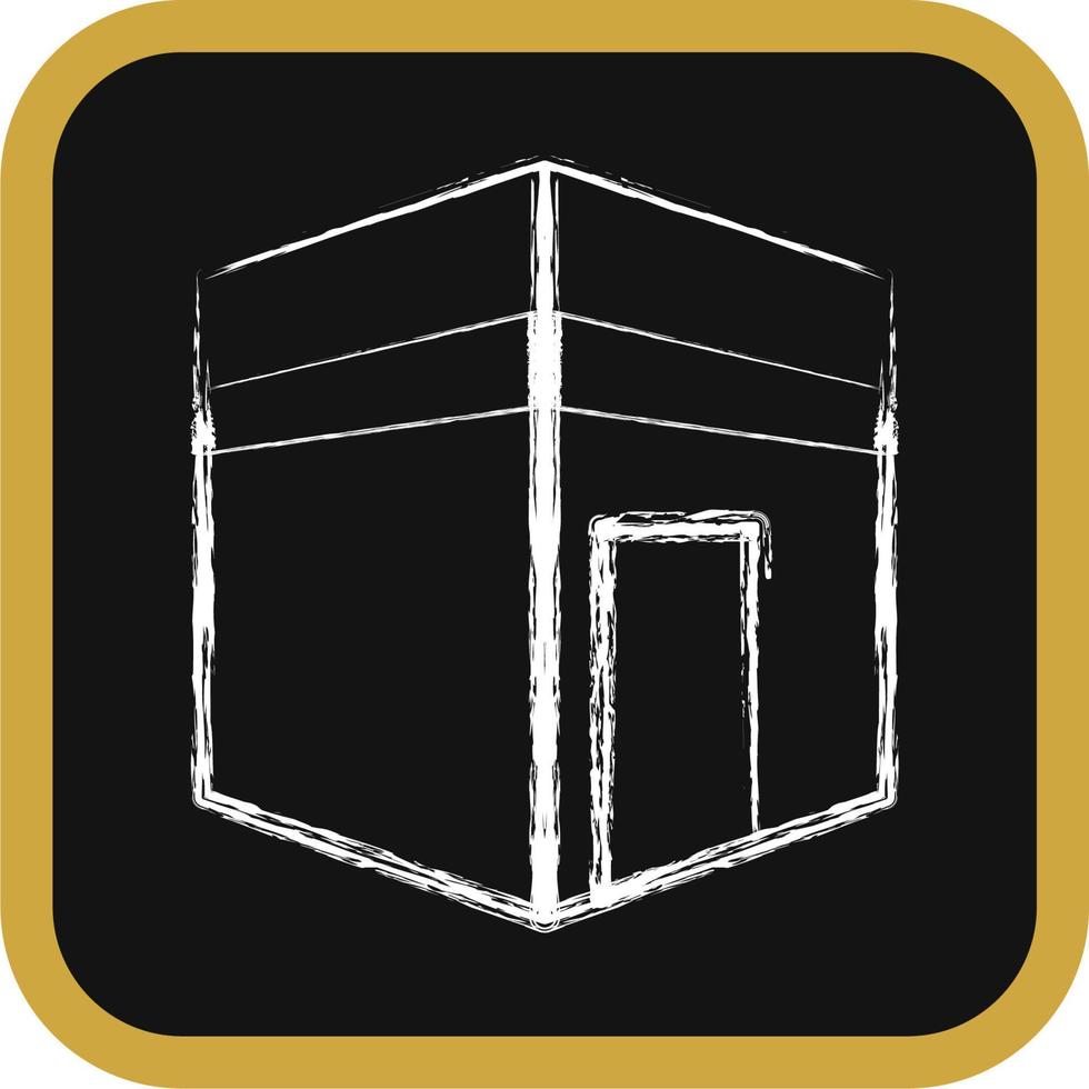 Icon kaaba mecca. Islamic elements of Ramadhan, Eid Al Fitr, Eid Al Adha. Icons in chalk style. Good for prints, posters, logo, decoration, greeting card, etc. vector