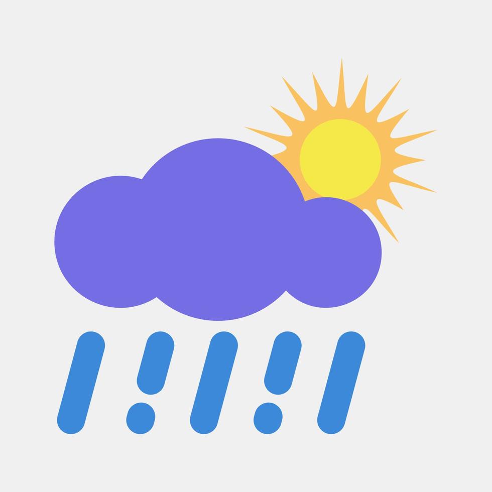 Icon rain with sun. Weather elements symbol. Icons in flat style. Good for prints, web, smartphone app, posters, infographics, logo, sign, etc. vector