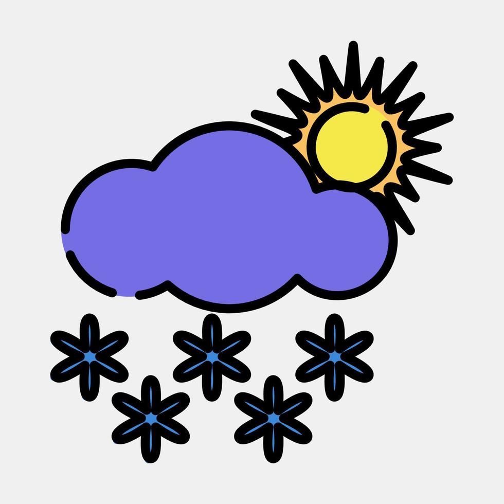 Icon snowing with sun. Weather elements symbol. Icons in filled line style. Good for prints, web, smartphone app, posters, infographics, logo, sign, etc. vector