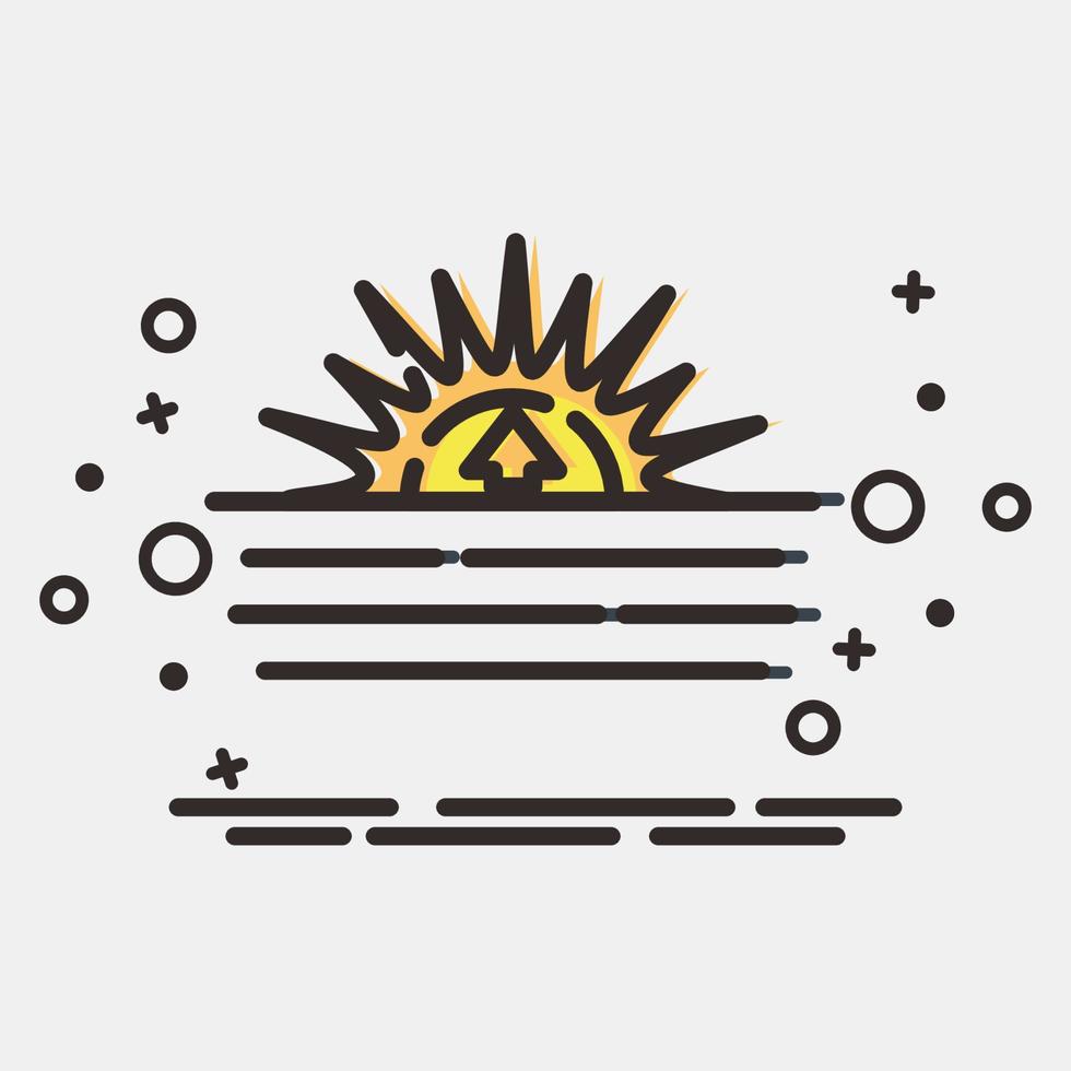 Icon sunrise. Weather elements symbol. Icons in MBE style. Good for prints, web, smartphone app, posters, infographics, logo, sign, etc. vector