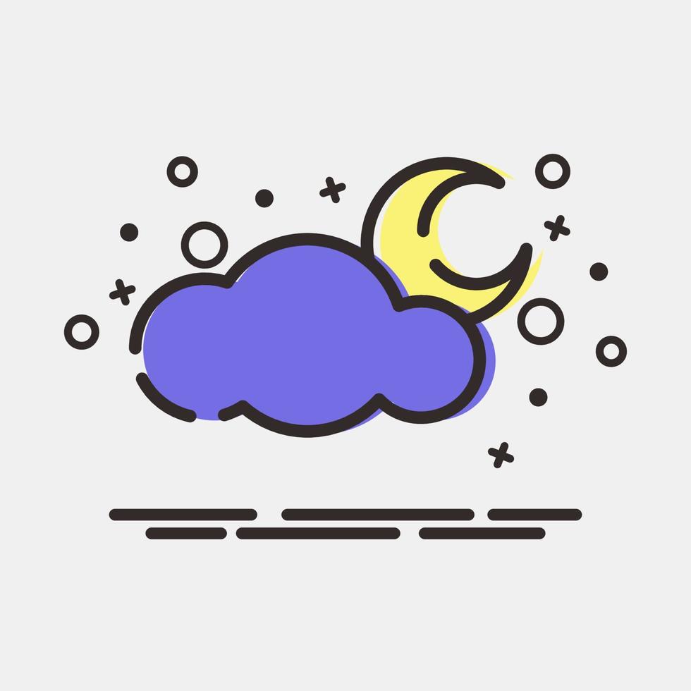 Icon cloudy night. Weather elements symbol. Icons in MBE style. Good for prints, web, smartphone app, posters, infographics, logo, sign, etc. vector