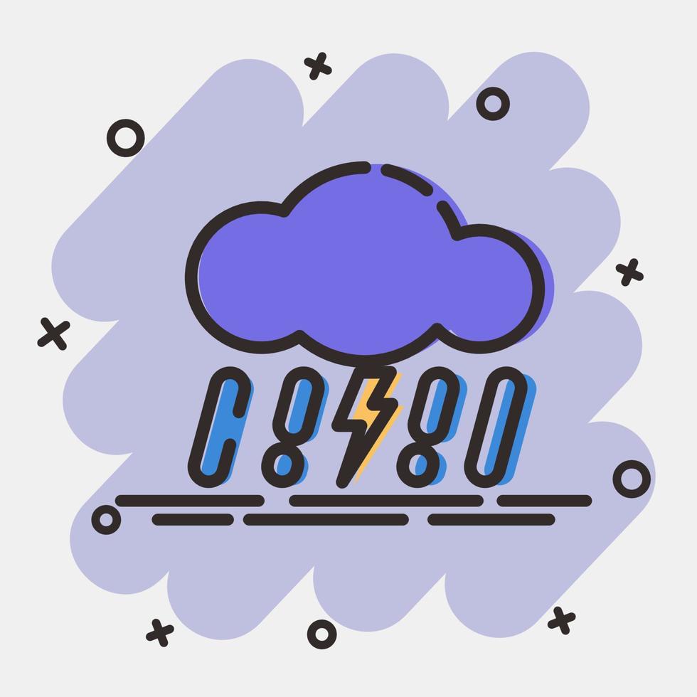 Icon thunder storm. Weather elements symbol. Icons in comic style. Good for prints, web, smartphone app, posters, infographics, logo, sign, etc. vector